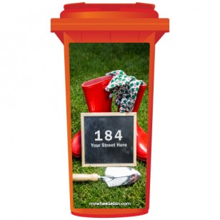 Your House Number Or Name & Street Name On A Chalkboard On The GrassWheelie Bin Sticker Panel